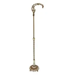 Antique 60 In. French White Marble Accented Cast Iron Floor Lamp