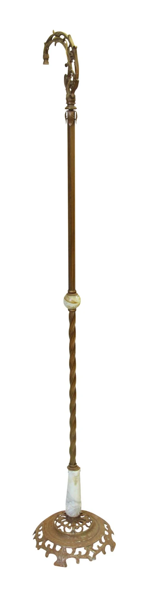 Antique 60 In. French White Marble Accented Cast Iron Floor Lamp 5 Antique 60 In. French White Marble Accented Cast Iron Floor Lamp - Image 3