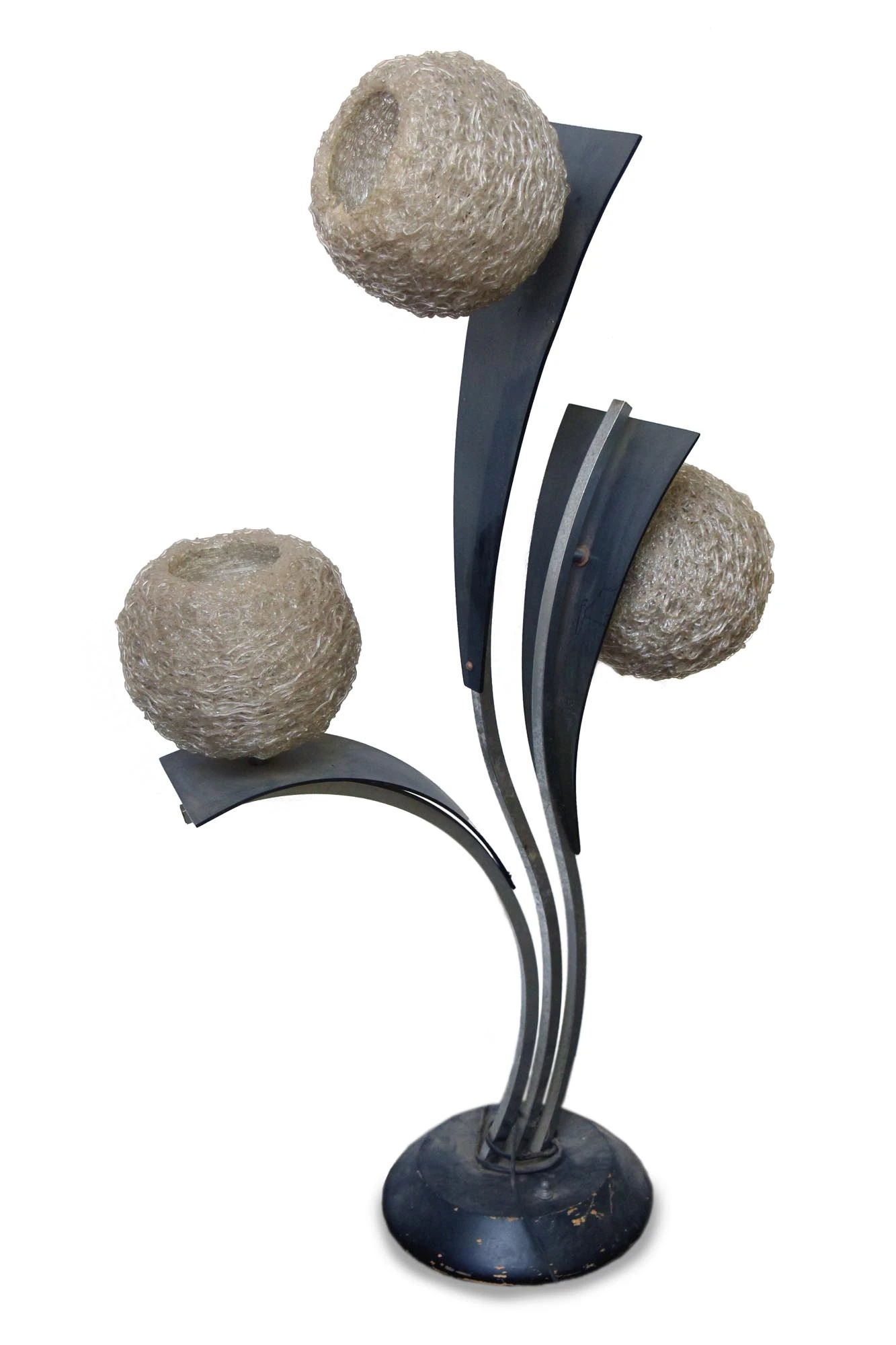 Vintage Spun Acrylic Shaded Black Wavy Floor Lamp 3 Vintage Spun Acrylic Shaded Black Wavy Floor Lamp