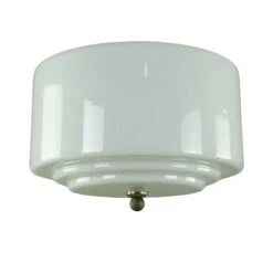 11 In. Mid Century White Glass Flush Mount Light