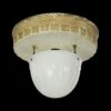 1910s Brascolite Milk Glass Dish Theater Semi Flush Mount Light