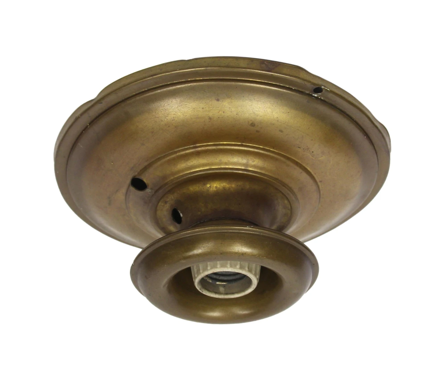 1910s Traditional Single Socket Brass Flush Mount Light 3 1910s Traditional Single Socket Brass Flush Mount Light