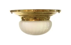 1920s Opalescent Fluted Globe Brass Flush Mount