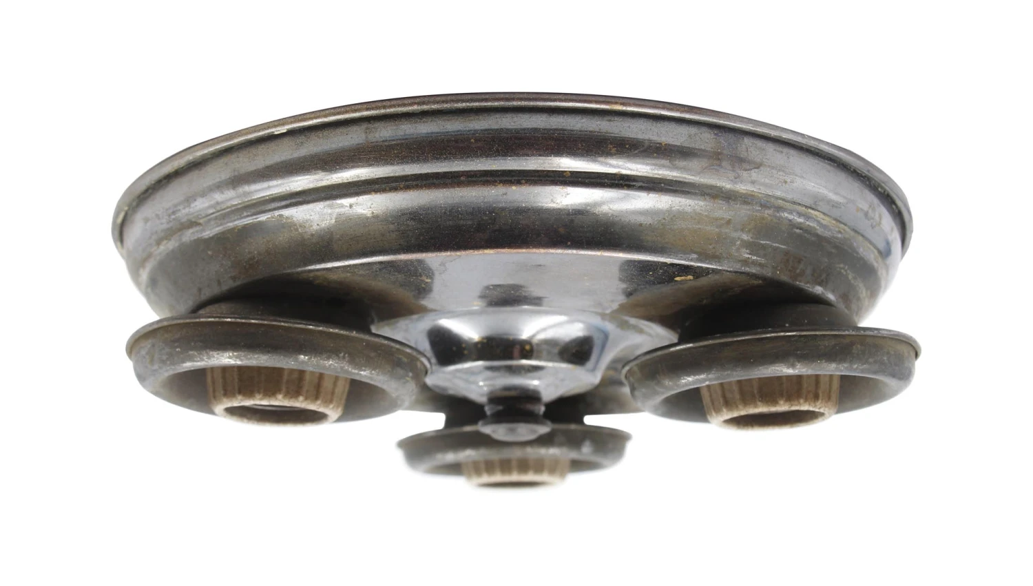 1930s 3 Socket Metallic Brass Flush Mount Light 3 1930s 3 Socket Metallic Brass Flush Mount Light