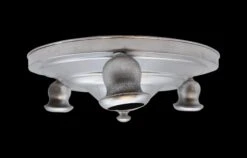 1940s 3 Light Flush Mount Fixture Finished With Silver Enamel