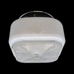 1940s Square Glass 8.5 In. Art Deco Flush Mount Light