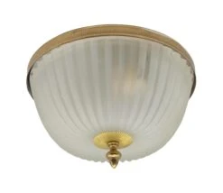 1960s Elegant Frosted Prism Glass Dome Flush Mount Light