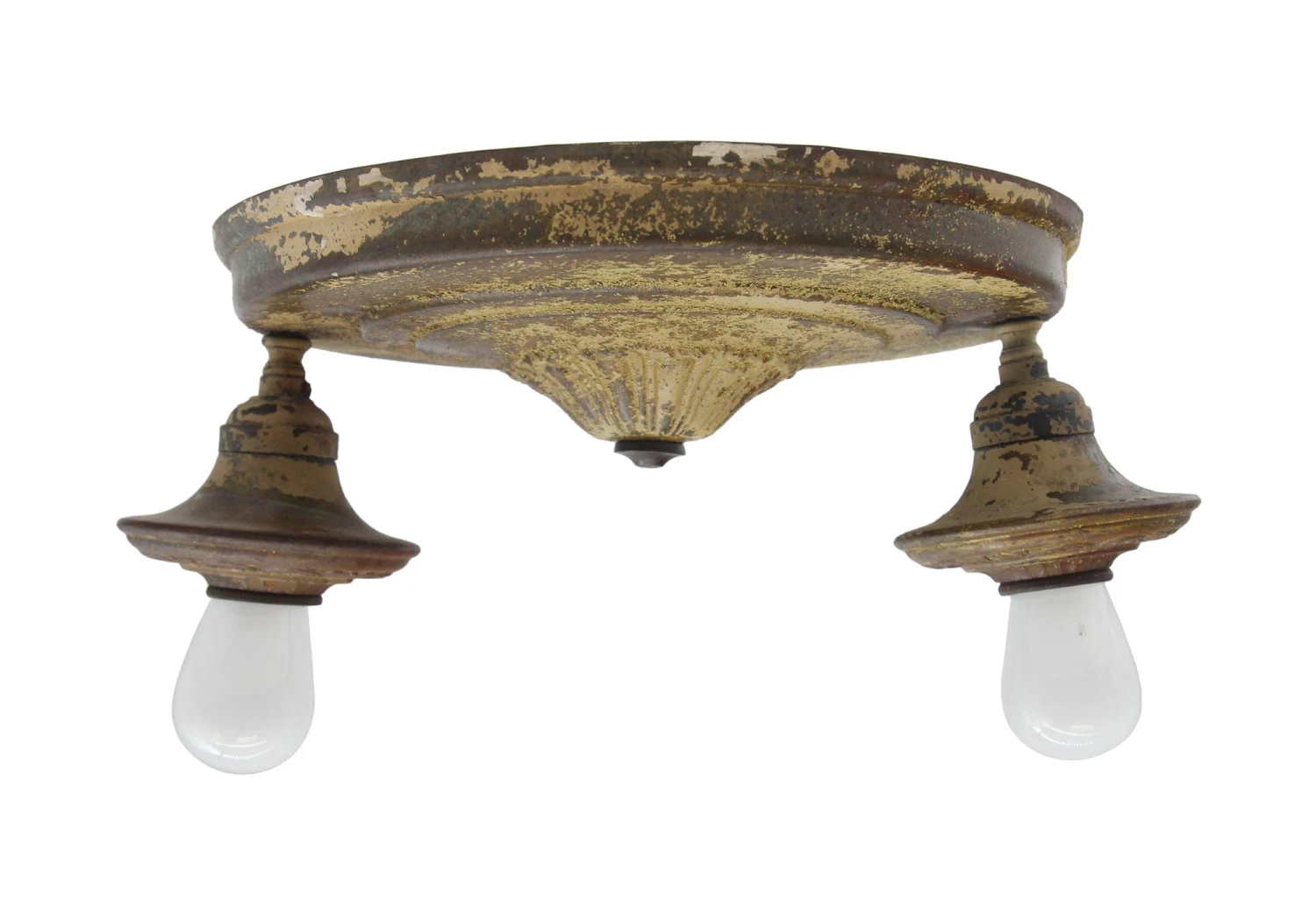 Antique Distressed Brass 2 Exposed Bulb Pan Flush Mount 3 Antique Distressed Brass 2 Exposed Bulb Pan Flush Mount