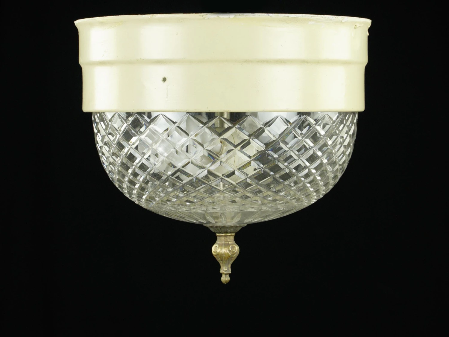 Antique Glass 8.75 In. Brass & Steel Flush Mount Light 3 Antique Glass 8.75 In. Brass & Steel Flush Mount Light