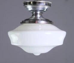 Antique Milk Glass Schoolhouse 10.5 In. Semi Flush Kitchen Light