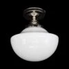 Antique Schoolhouse Milk Glass 10 In. Globe With Nickel Flush Mount