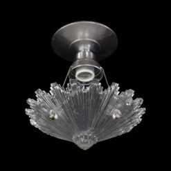 Art Deco Sunburst Bathroom Or Kitchen Glass Semi Flush Mount Light