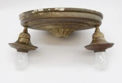 Antique Distressed Brass 2 Exposed Bulb Pan Flush Mount 14 Antique Distressed Brass 2 Exposed Bulb Pan Flush Mount -OGT Sale Store flush semi flush mounts for sale q272692