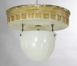 1910s Brascolite Milk Glass Dish Theater Semi Flush Mount Light 10 1910s Brascolite Milk Glass Dish Theater Semi Flush Mount Light -OGT Sale Store flush semi flush mounts for sale q273755