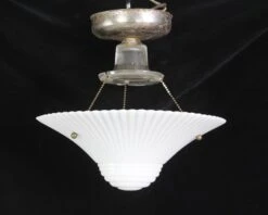 1940s Art Deco Ribbed Iridescent Glass Dish Flush Mount Light 14 1940s Art Deco Ribbed Iridescent Glass Dish Flush Mount Light -OGT Sale Store flush semi flush mounts for sale q274119