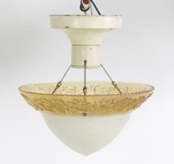 1940s Glass Floral Amber & Cream Glass Semi Flush Mount Light 10 1940s Glass Floral Amber & Cream Glass Semi Flush Mount Light -OGT Sale Store flush semi flush mounts for sale q274170