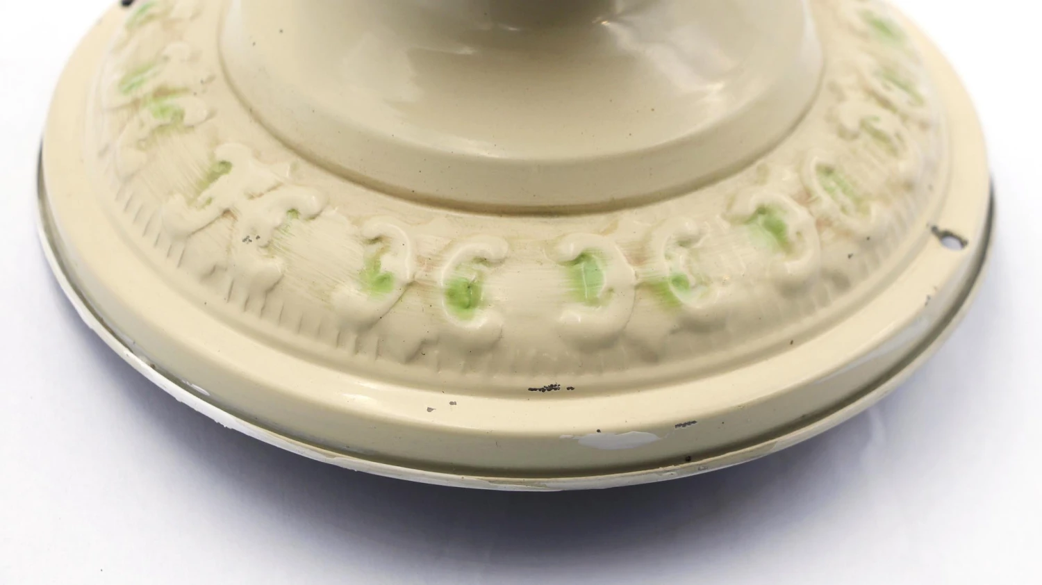 Hand Painted Beige & Green Steel Flush Mount Fixture 5 Hand Painted Beige & Green Steel Flush Mount Fixture - Image 3