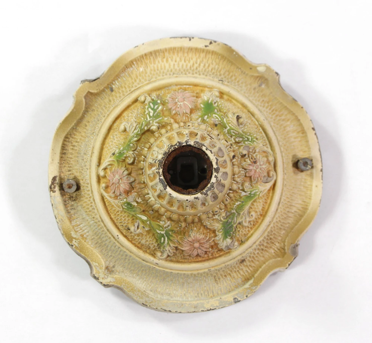 Victorian Floral Cast Iron Single Bulb Flush Mount Light 5 Victorian Floral Cast Iron Single Bulb Flush Mount Light - Image 3