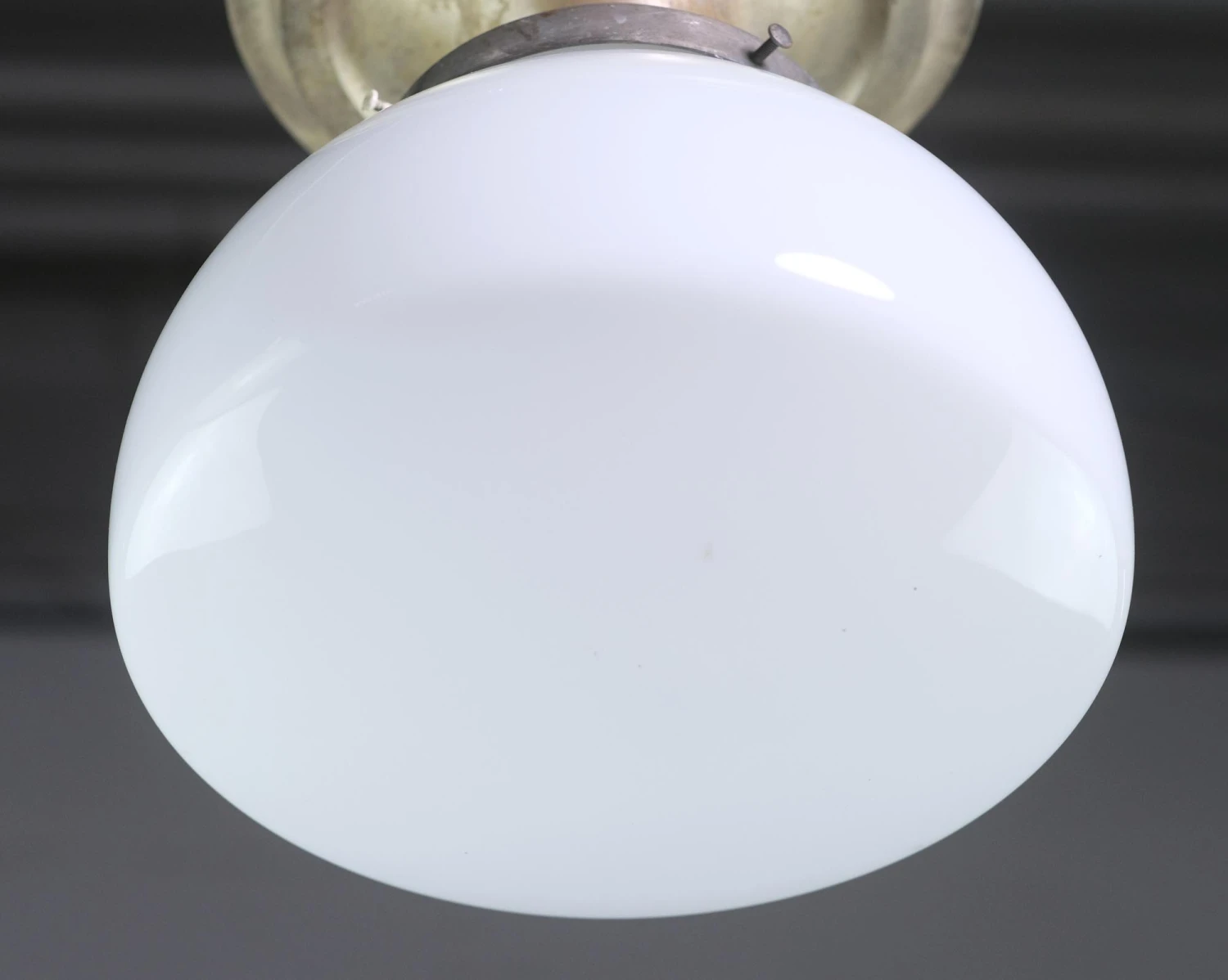Bambergers Silvered Brass Milk Glass Globe Flush Mount Light 5 Bambergers Silvered Brass Milk Glass Globe Flush Mount Light - Image 3