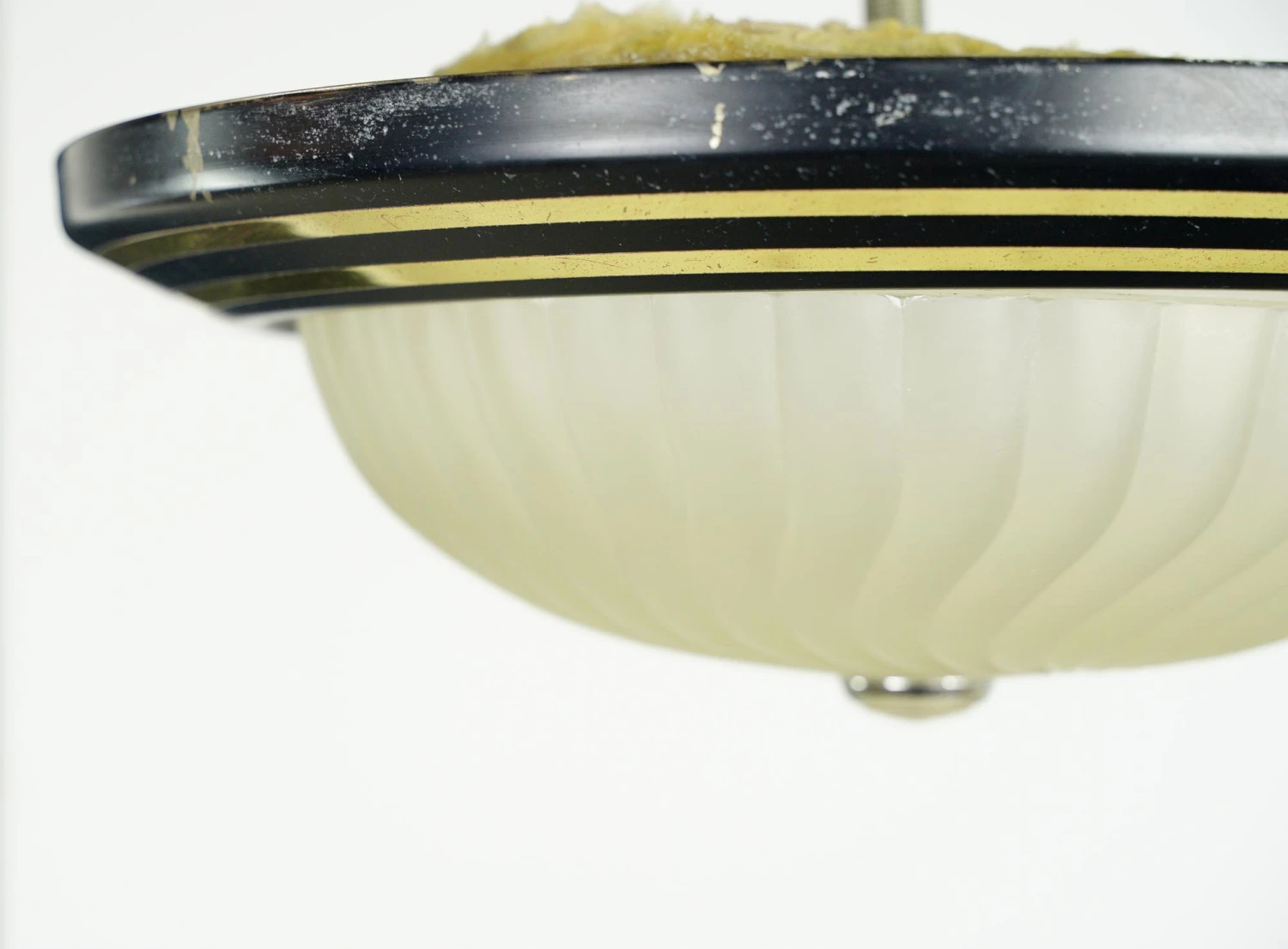 Vintage 15.5 In. Black & Gold Frosted Glass Flush Mount Light 5 Vintage 15.5 In. Black & Gold Frosted Glass Flush Mount Light - Image 3