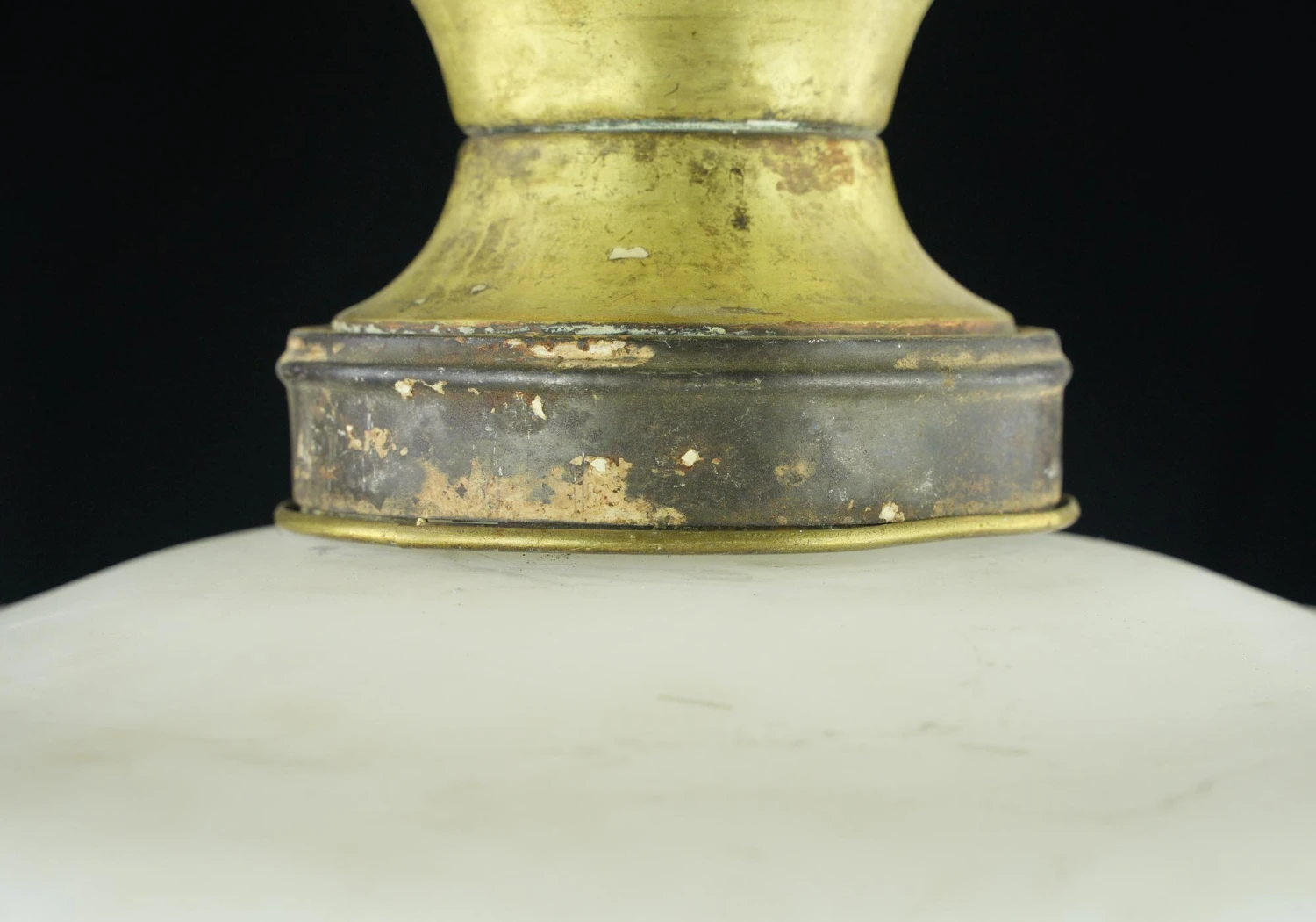 Vintage Orange Ornate White Globe Brass Fitter Semi Flush Mount Light 5 Vintage Orange Ornate White Globe Brass Fitter Semi Flush Mount Light - Image 3