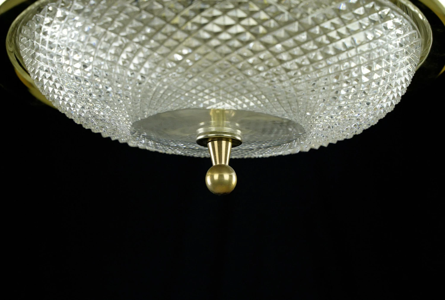 The Plaza Hotel Faceted Clear Glass Brass Rim Flush Mount Ceiling Light 5 The Plaza Hotel Faceted Clear Glass Brass Rim Flush Mount Ceiling Light - Image 3