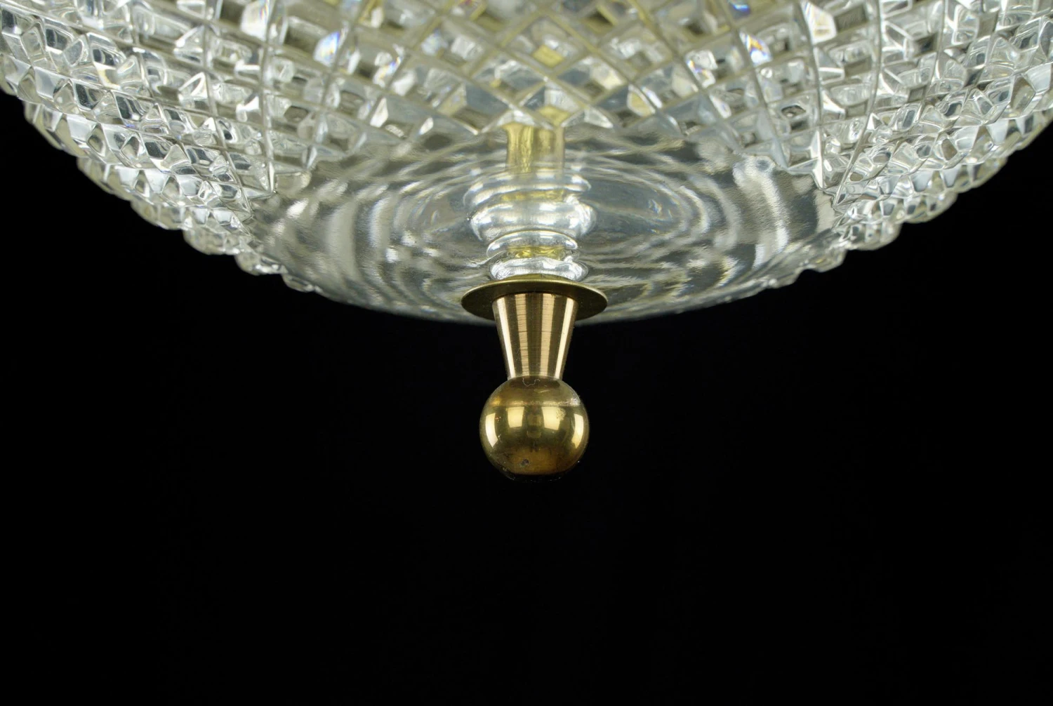 The Plaza Hotel Clear Cut Glass Brass Rim Flush Mount Ceiling Light 5 The Plaza Hotel Clear Cut Glass Brass Rim Flush Mount Ceiling Light - Image 3
