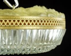 The Plaza Hotel Clear Faceted Glass Lattice Brass Rim Flush Mount Light -OGT Sale Store flush semi flush mounts for sale q284560