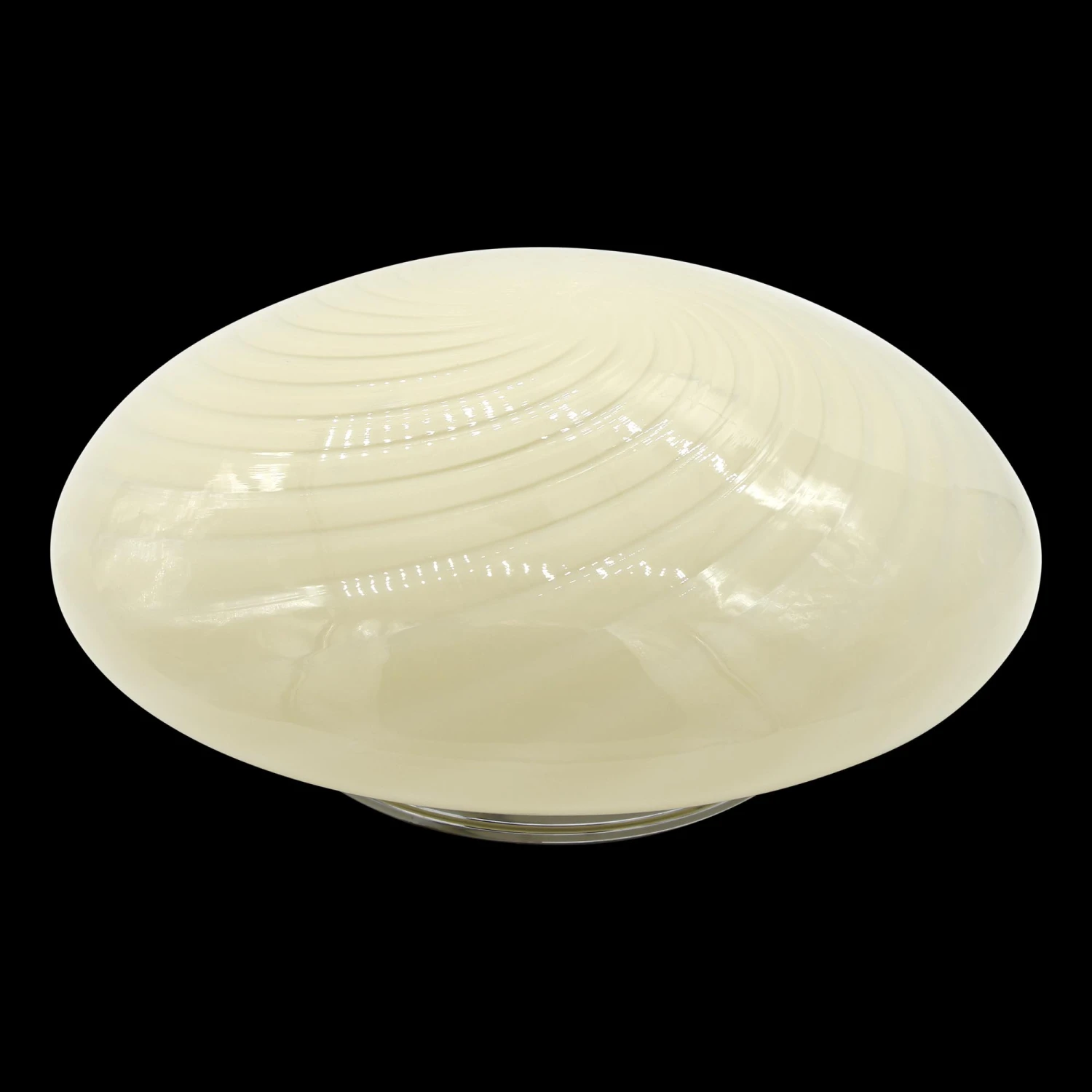 1980s Vetri Murano Cream Swirl Glass & Steel Flush Mount Light 5 1980s Vetri Murano Cream Swirl Glass & Steel Flush Mount Light - Image 3