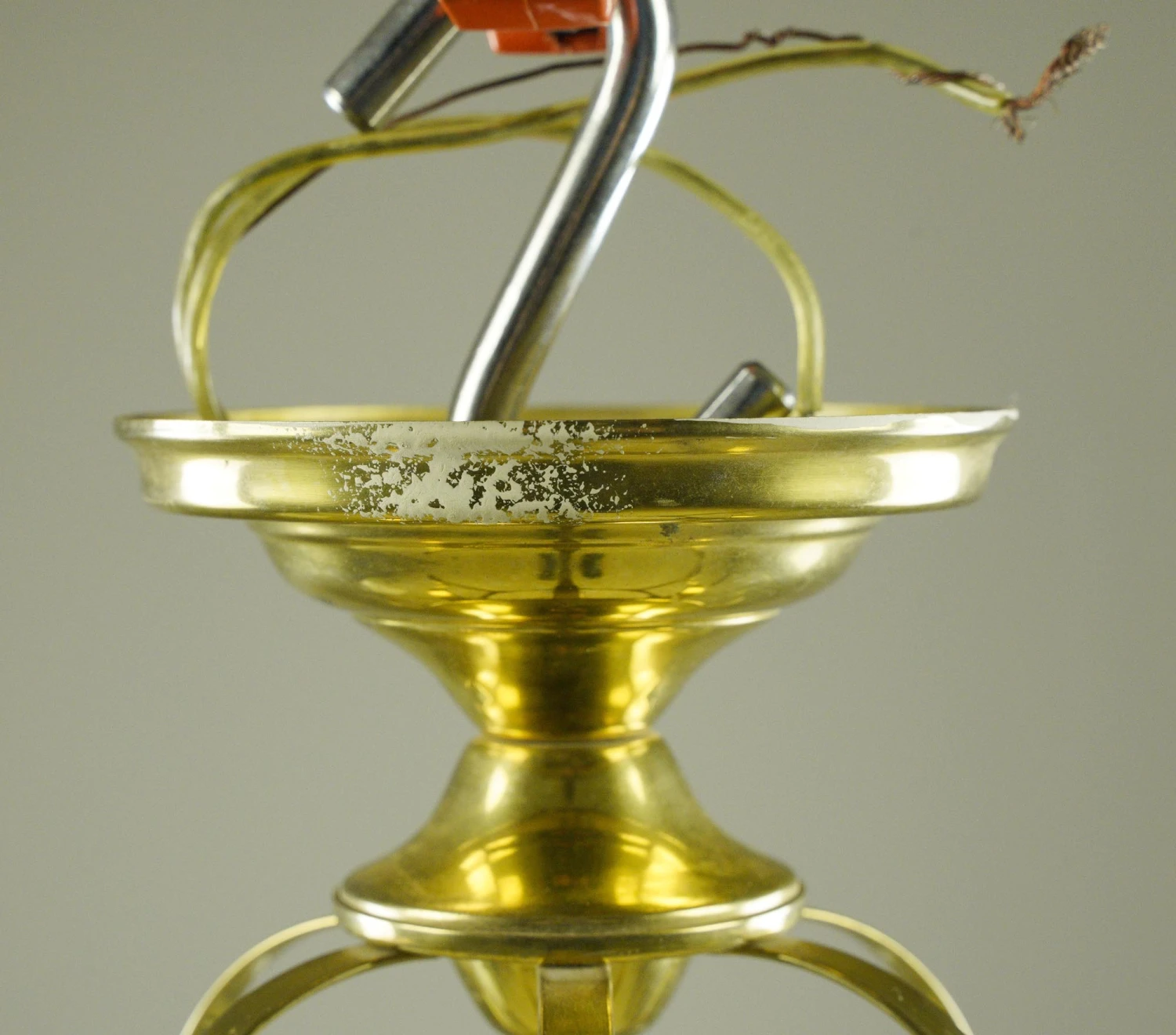 Traditional Polished Brass Glass & Steel Semi Flush Mount 5 Traditional Polished Brass Glass & Steel Semi Flush Mount - Image 3