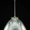 Industrial 13.5 In. Glass Holophane Nickel Pole Pendant Light
