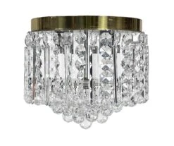 Mid Century Crystal Flush Mount Chandelier From Beverly Hills