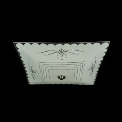 Mid Century Modern 1960s Scalloped White Semi Flush Light