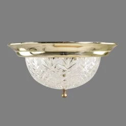 Modern Etched Glass & Polished Brass Flush Mount Light