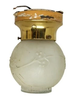 Modern Frosted Globe With Brass Fitter Semi Flush Mount