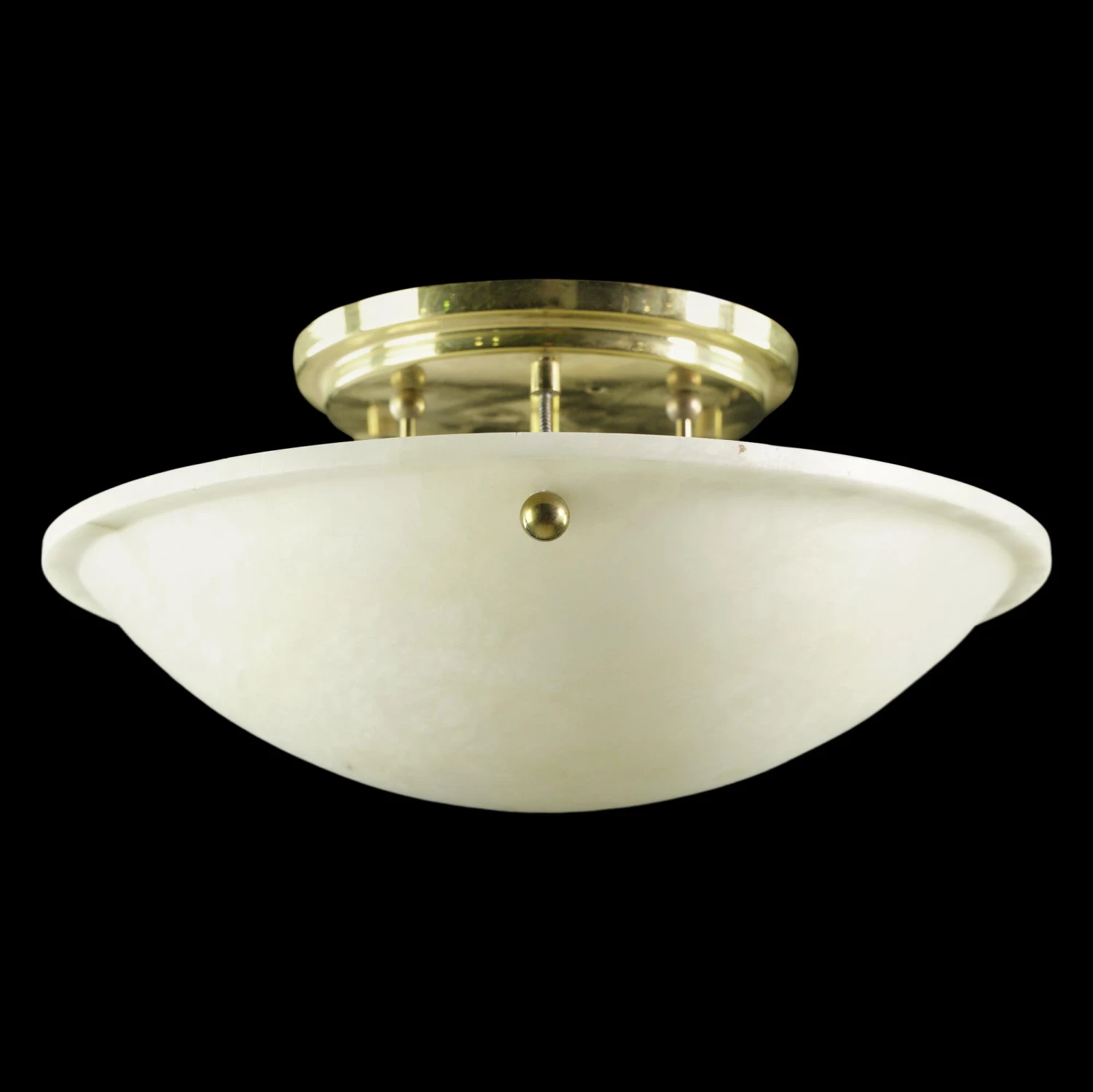 Modern Round White Cast Glass Polished Brass Flush Mount Light 3 Modern Round White Cast Glass Polished Brass Flush Mount Light