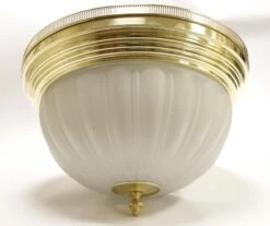 Sutton Place Sheraton Hotel Fluted Glass & Brass Flush Mount Light -OGT Sale Store flush semi flush mounts p259197