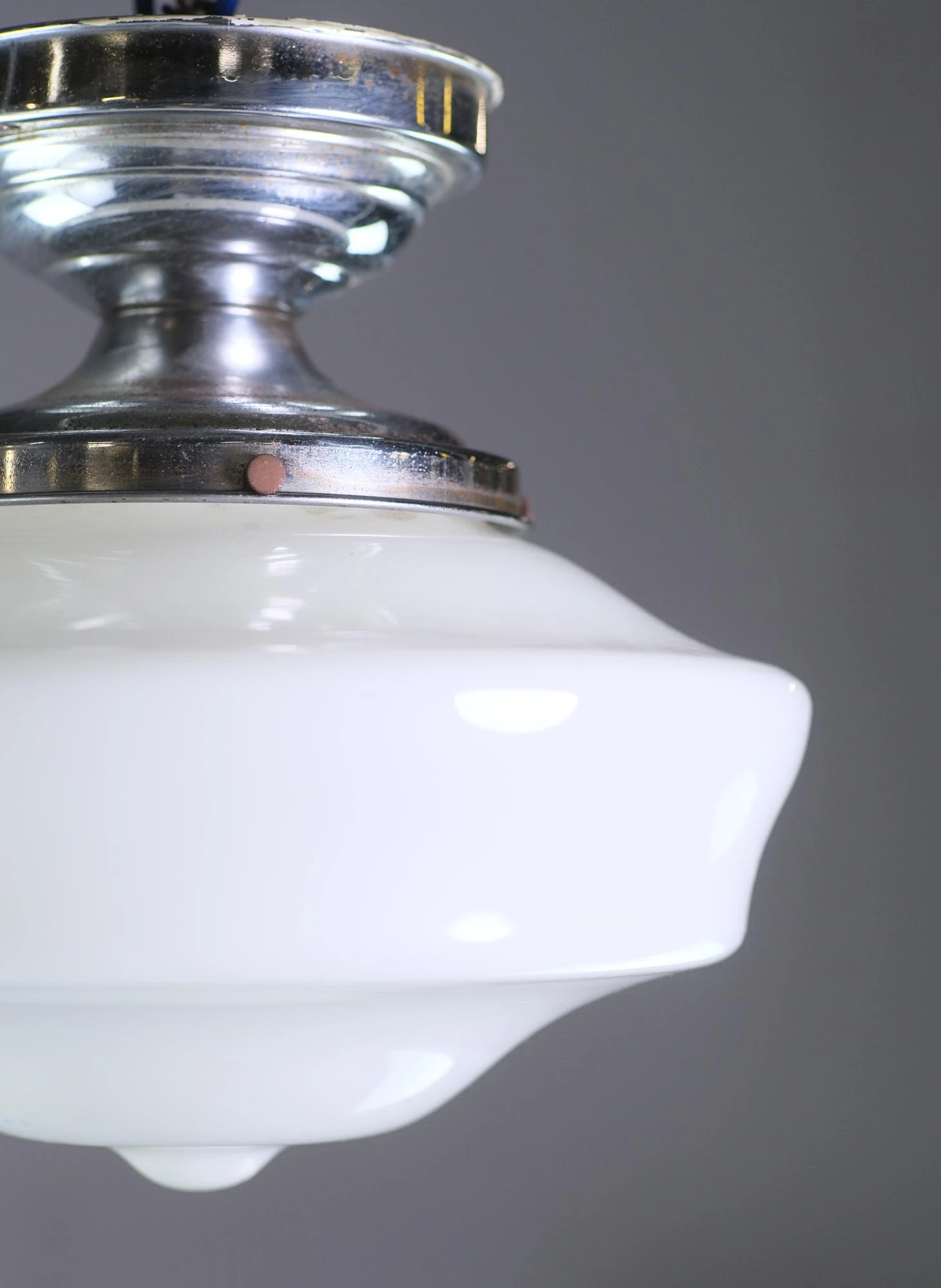 Antique Milk Glass Schoolhouse 10.5 In. Semi Flush Kitchen Light 4 Antique Milk Glass Schoolhouse 10.5 In. Semi Flush Kitchen Light - Image 2