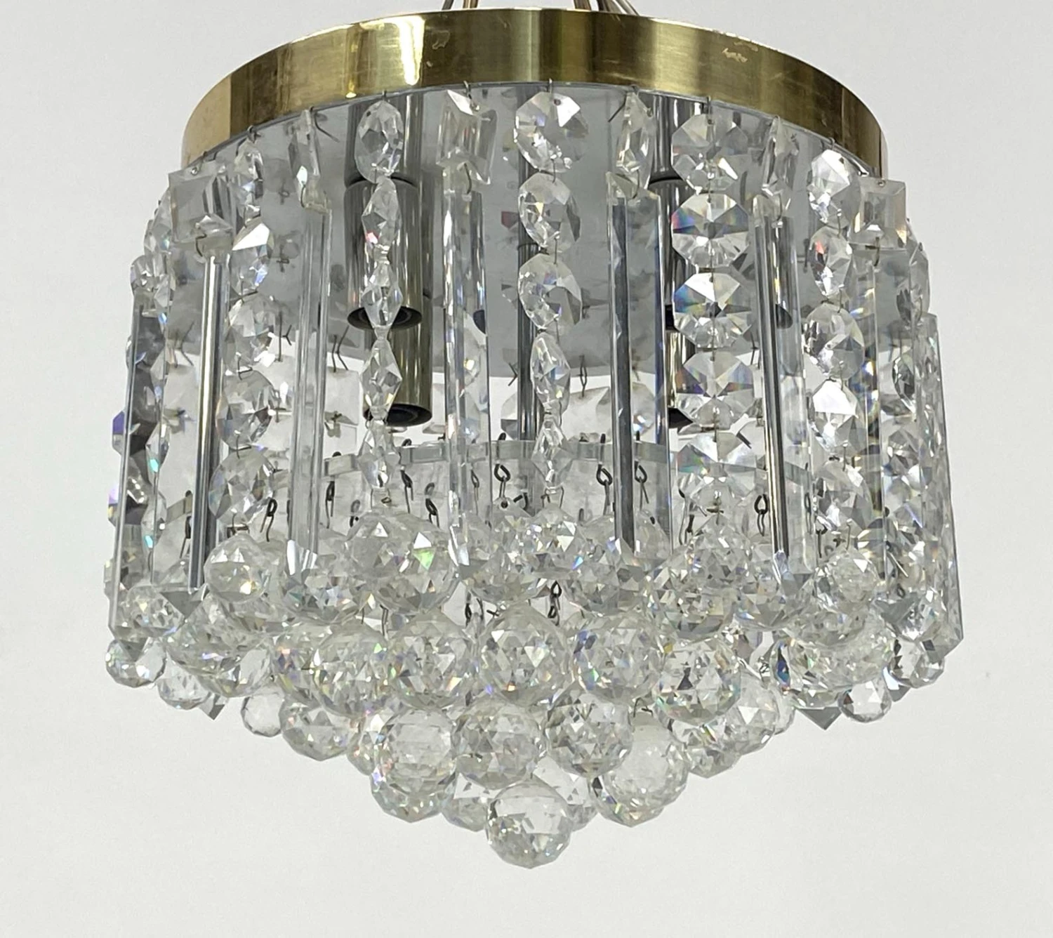 Mid Century Crystal Flush Mount Chandelier From Beverly Hills 4 Mid Century Crystal Flush Mount Chandelier From Beverly Hills - Image 2