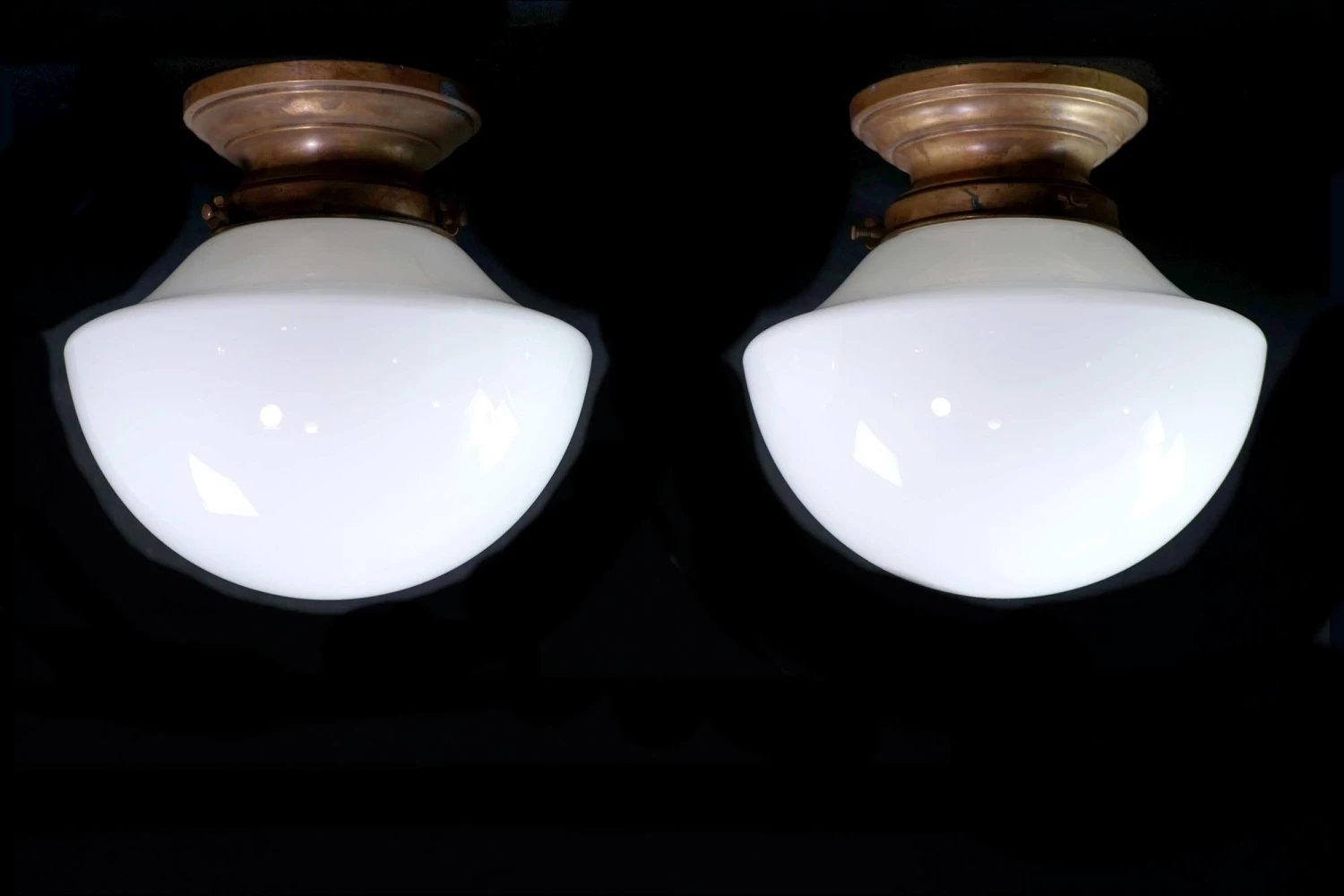 Pair Of Large Antique Milk Glass Mushroom Flush Mount Lights 3 Pair Of Large Antique Milk Glass Mushroom Flush Mount Lights