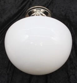 Antique Schoolhouse Milk Glass 10 In. Globe With Nickel Flush Mount 12 Antique Schoolhouse Milk Glass 10 In. Globe With Nickel Flush Mount -OGT Sale Store flush semi flush mounts q273498