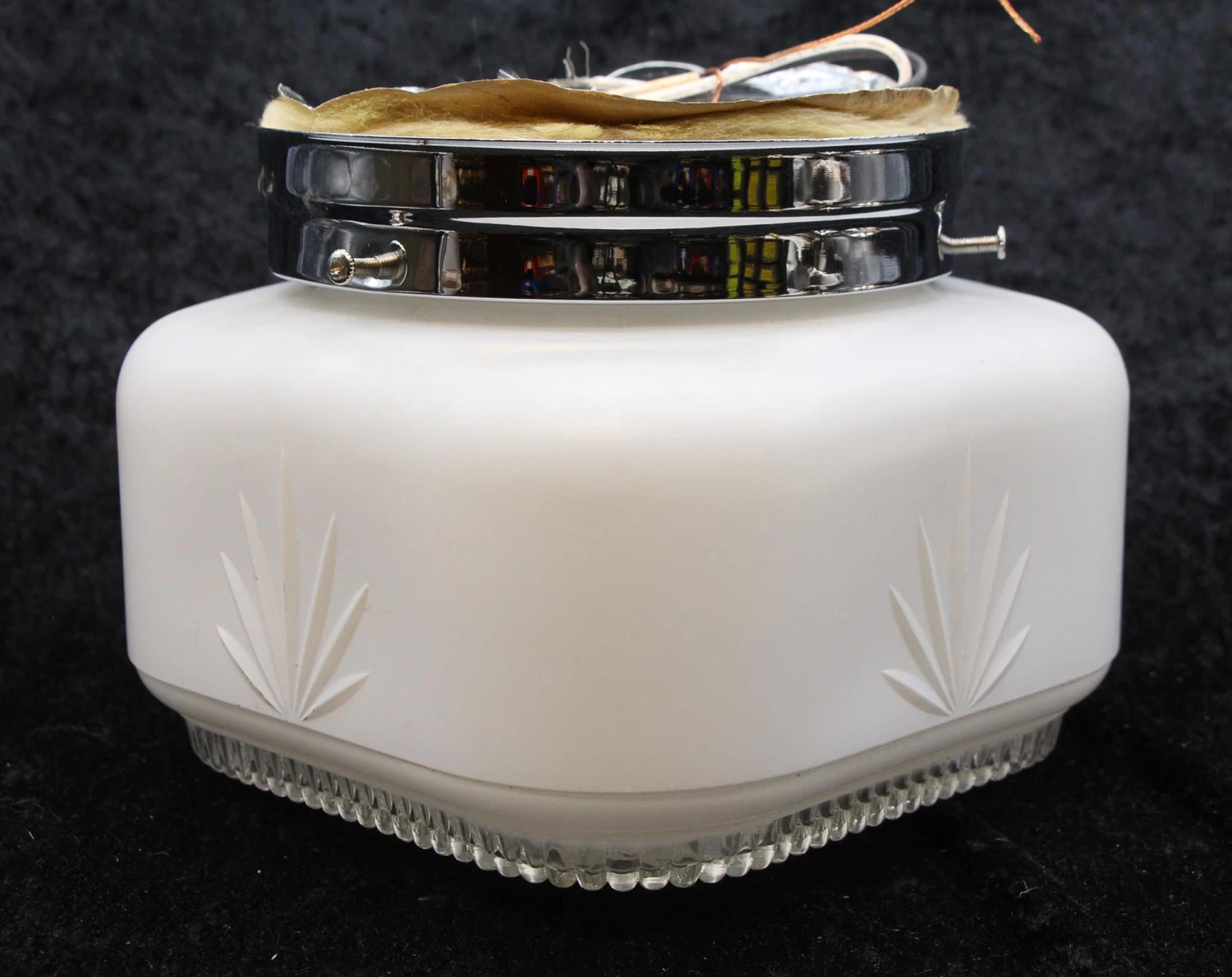 1940s Square Glass 8.5 In. Art Deco Flush Mount Light 4 1940s Square Glass 8.5 In. Art Deco Flush Mount Light - Image 2