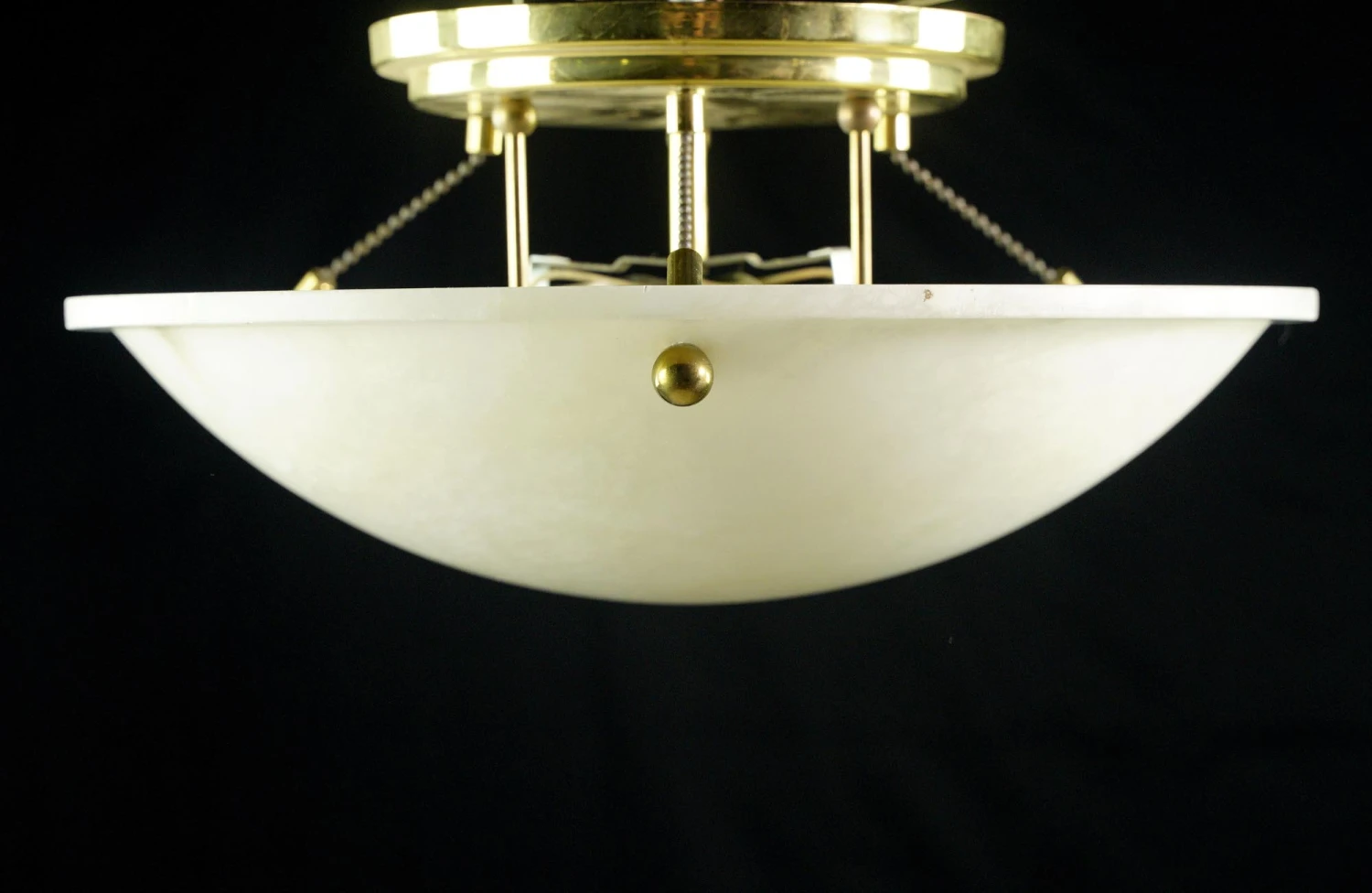 Modern Round White Cast Glass Polished Brass Flush Mount Light 4 Modern Round White Cast Glass Polished Brass Flush Mount Light - Image 2