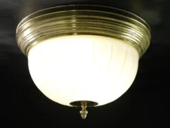 Traditional 14 In. White Dome Glass & Brass Flush Mount Ceiling Light -OGT Sale Store flush semi flush mounts q282555