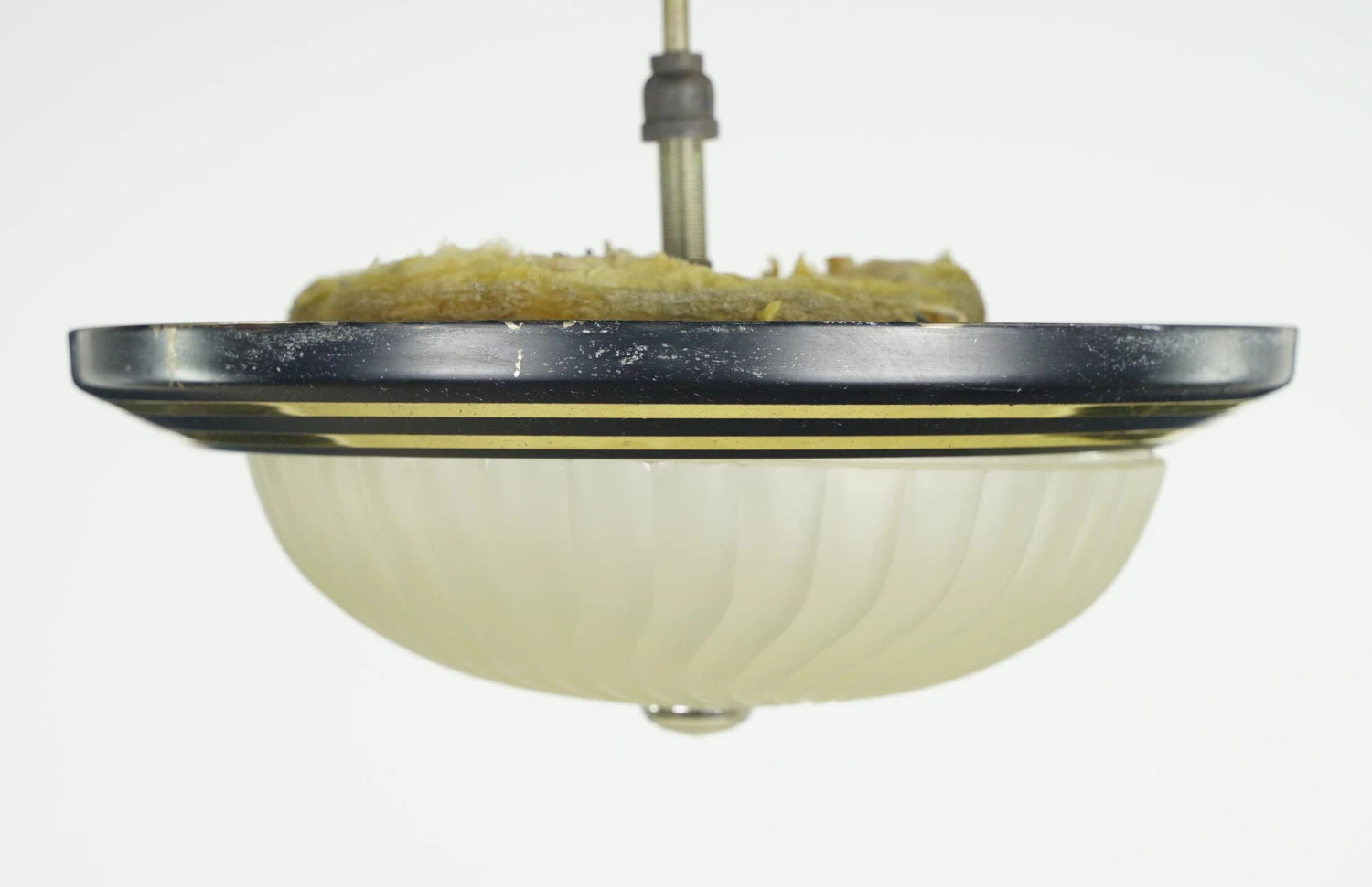 Vintage 15.5 In. Black & Gold Frosted Glass Flush Mount Light 4 Vintage 15.5 In. Black & Gold Frosted Glass Flush Mount Light - Image 2