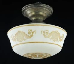 Vintage Burnt Orange Pinwheel Globe Brass Semi Flush Mount Light -OGT Sale Store flush semi flush mounts q283402