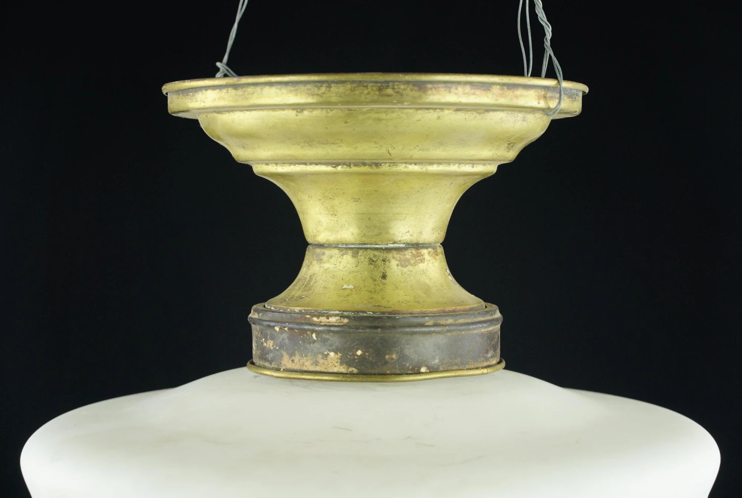 Vintage Orange Ornate White Globe Brass Fitter Semi Flush Mount Light 4 Vintage Orange Ornate White Globe Brass Fitter Semi Flush Mount Light - Image 2