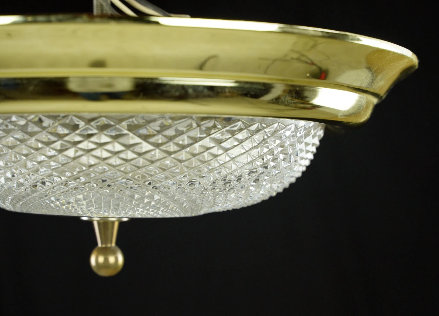 The Plaza Hotel Faceted Clear Glass Brass Rim Flush Mount Ceiling Light 4 The Plaza Hotel Faceted Clear Glass Brass Rim Flush Mount Ceiling Light - Image 2