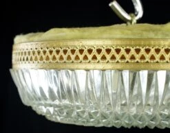 The Plaza Hotel Clear Faceted Glass Lattice Brass Rim Flush Mount Light -OGT Sale Store flush semi flush mounts q284560