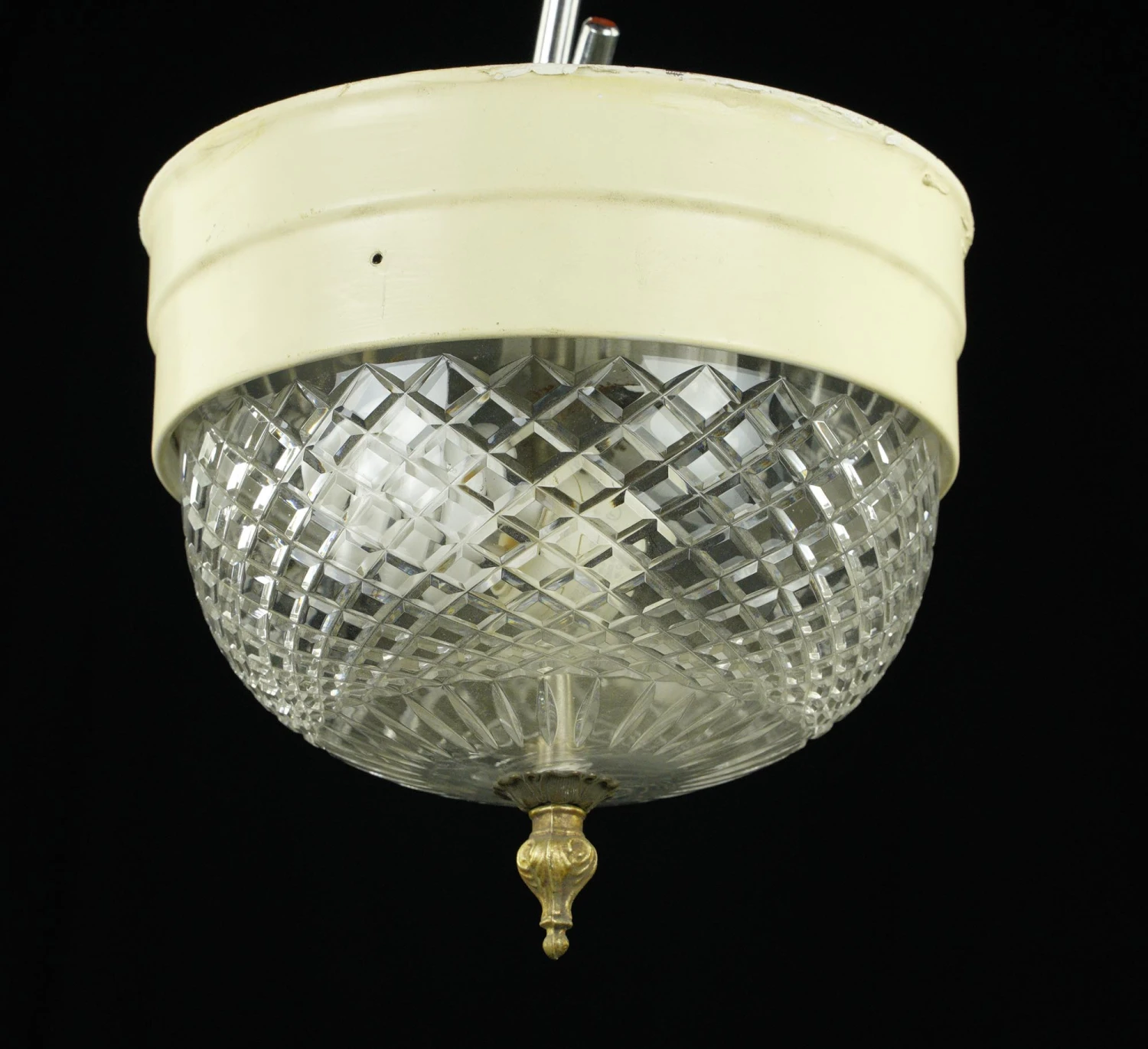 Antique Glass 8.75 In. Brass & Steel Flush Mount Light 4 Antique Glass 8.75 In. Brass & Steel Flush Mount Light - Image 2